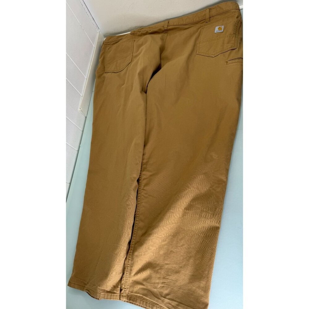 Carhartt Pants Mens 54X32 Relaxed Fit Canvas Khaki Tan Stretch Workwear BN2517-M - Picture 1 of 11